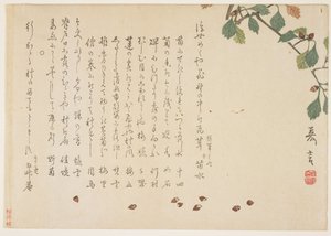 橡树枝和橡子（彩色木版画） 作者 村田Kagen